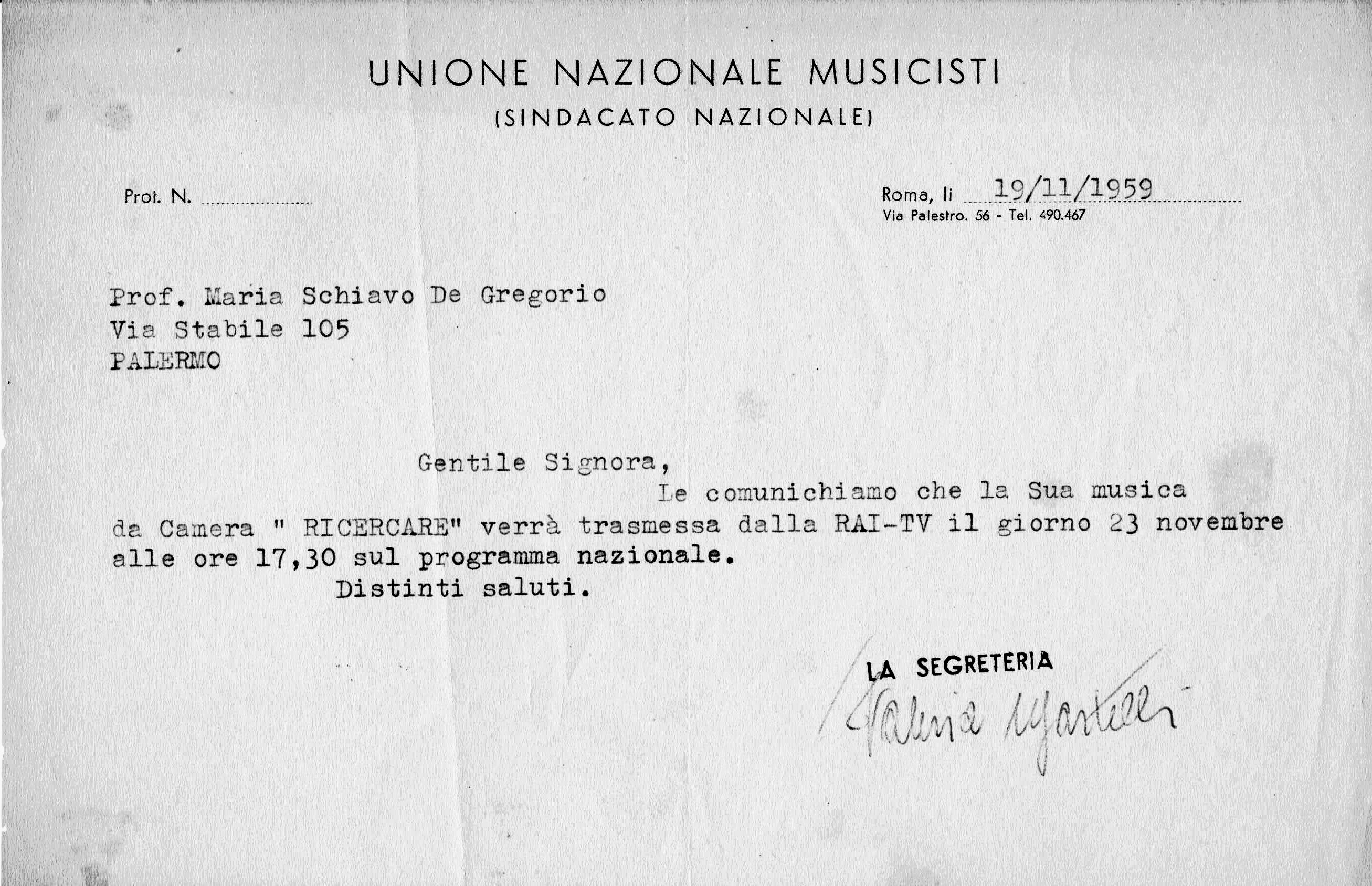 1959 Unione Nazionale Musicisti